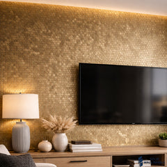 Gold Mini Hexagon Mosaic Wall Tiles 30cm x 30cm (10 Pieces) – Self Adhesive Peel & Stick Tiles