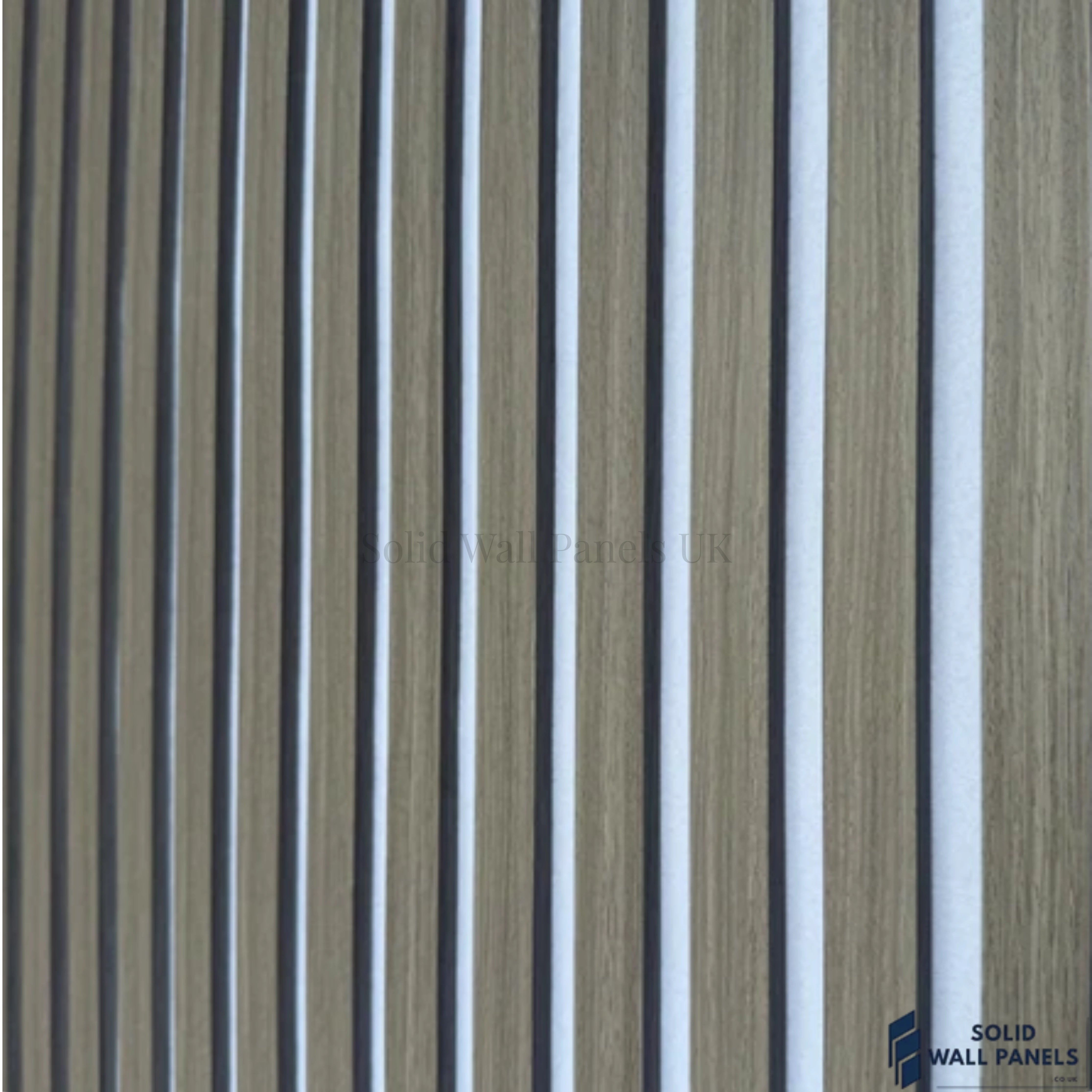 3 Sided Grey Oak Acoustic Slat Wall Panel – Grey Felt | 240 × 60 cm