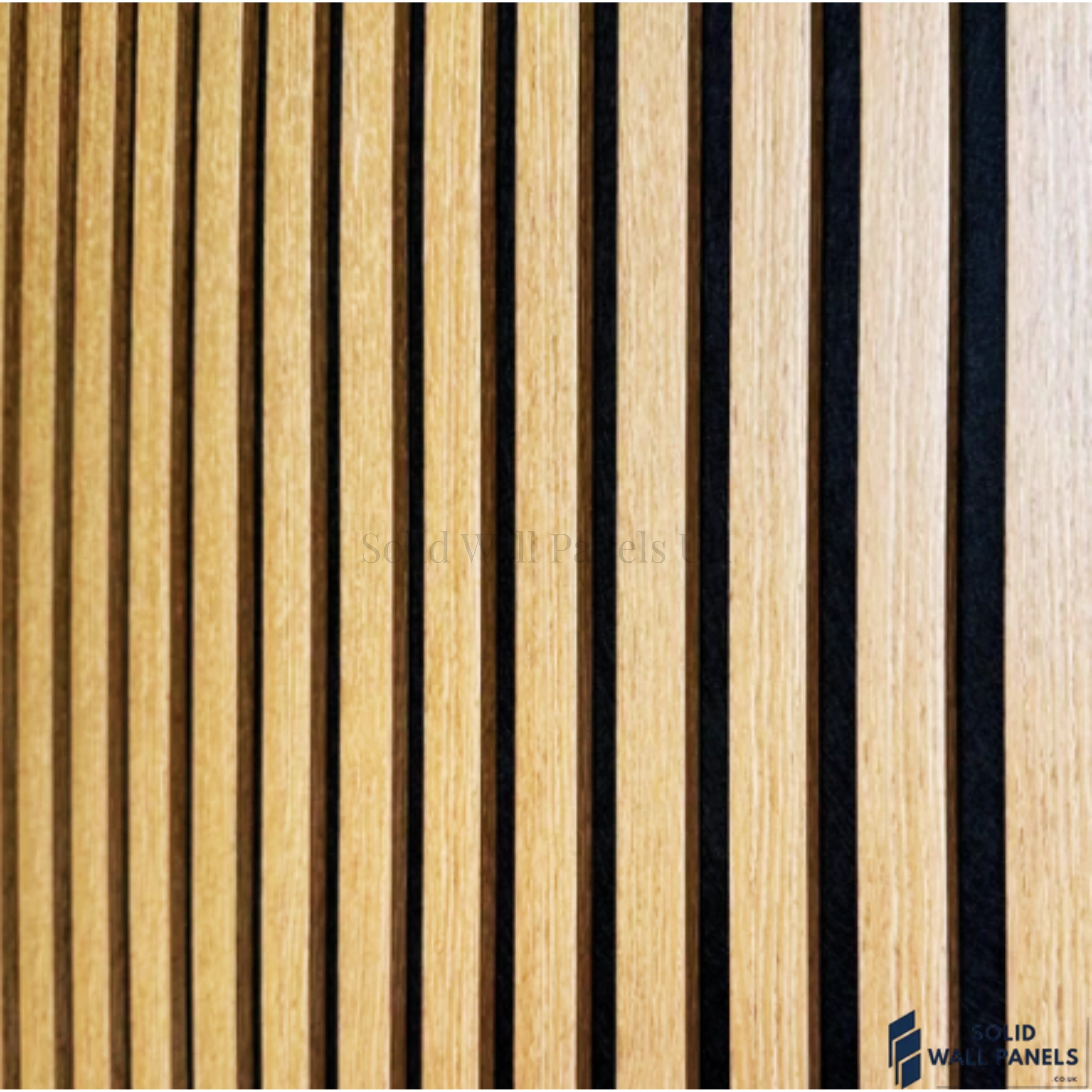 3 Sided Oak Acoustic Slat Wall Panel – Black Felt | 240 × 60 cm