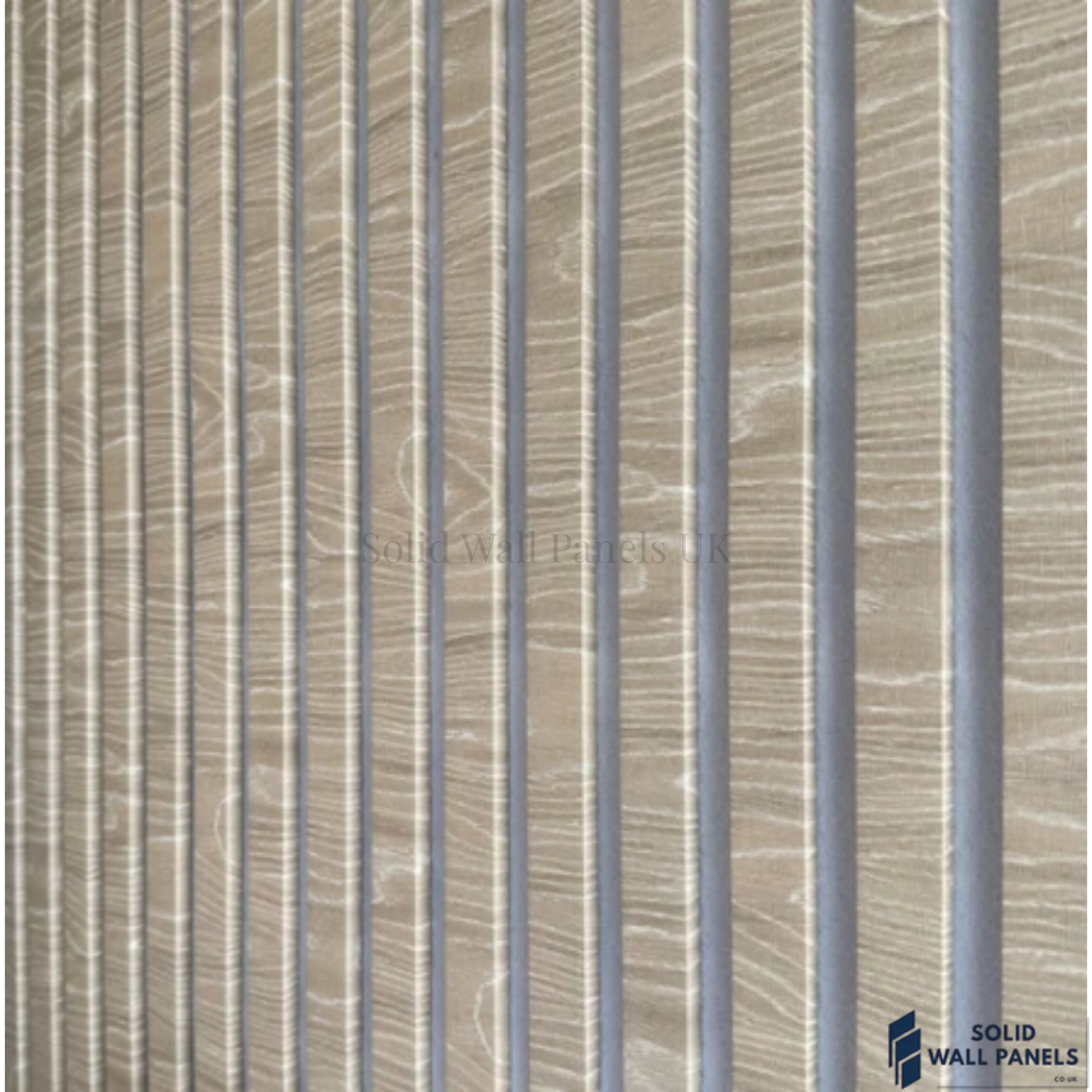 3 Sided Shadow Oak Acoustic Slat Wall Panel – Grey Felt | 240 × 60 cm
