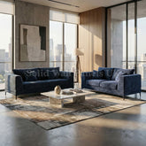 Lenox Sofa Set – Aegean Blue Velvet 3 & 2 Seater Sofa UK | Mid Century Modern Design