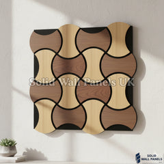 Acoustic Decorative Wall Panel – Light Oak & Dark Brown 61 × 61 cm (12 Panels) | Solid Wall Panels UK