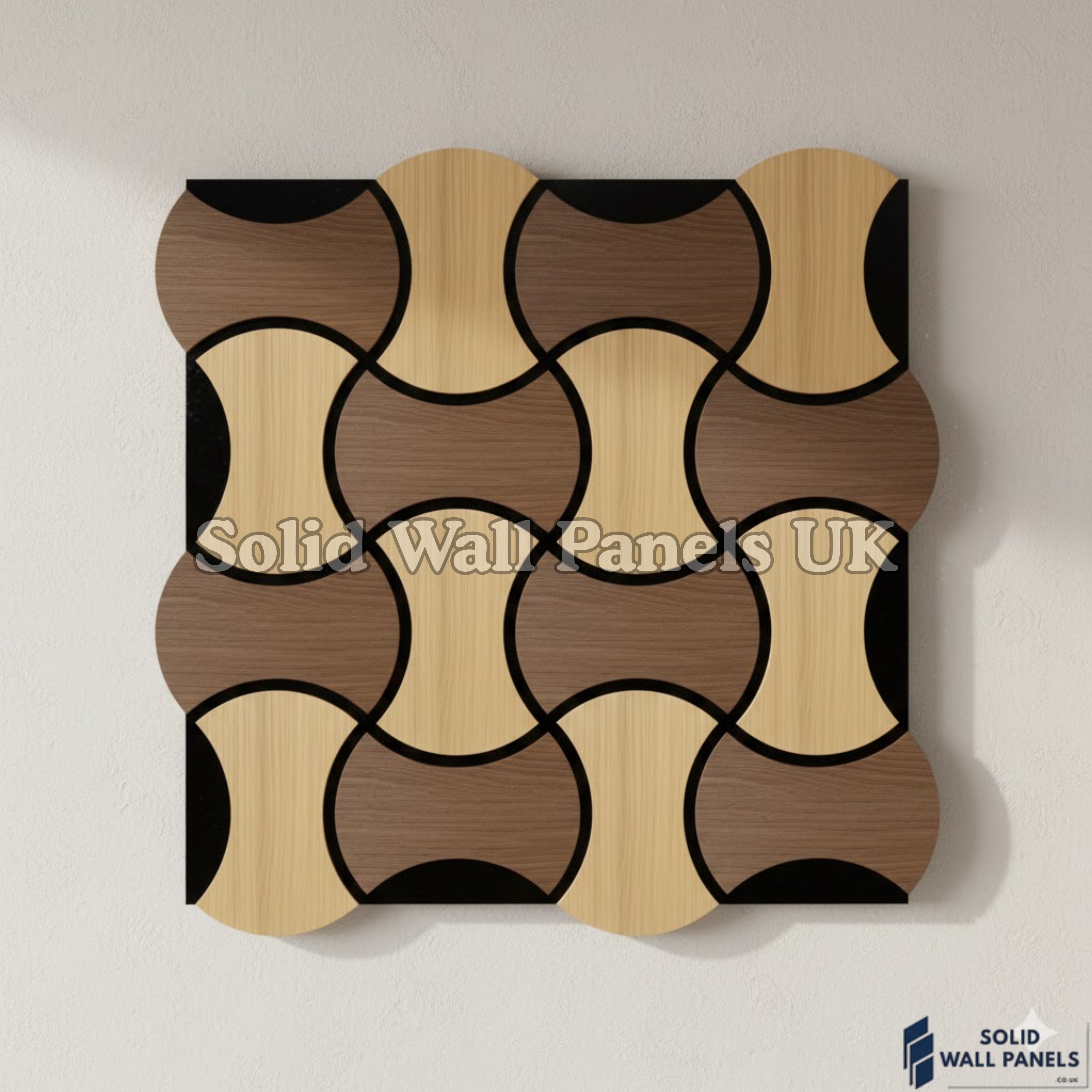 Acoustic Decorative Wall Panel – Light Oak & Dark Brown 61 × 61 cm (12 Panels) | Solid Wall Panels UK