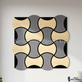 Acoustic Decorative Wall Panel – Oak & Grey Design 61 × 61 cm (12 Panels) | Solid Wall Panels UK