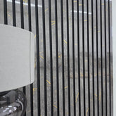 Acoustic Slatted Wall Panel – Black & Gold Marble | Stylish, Durable & Soundproof