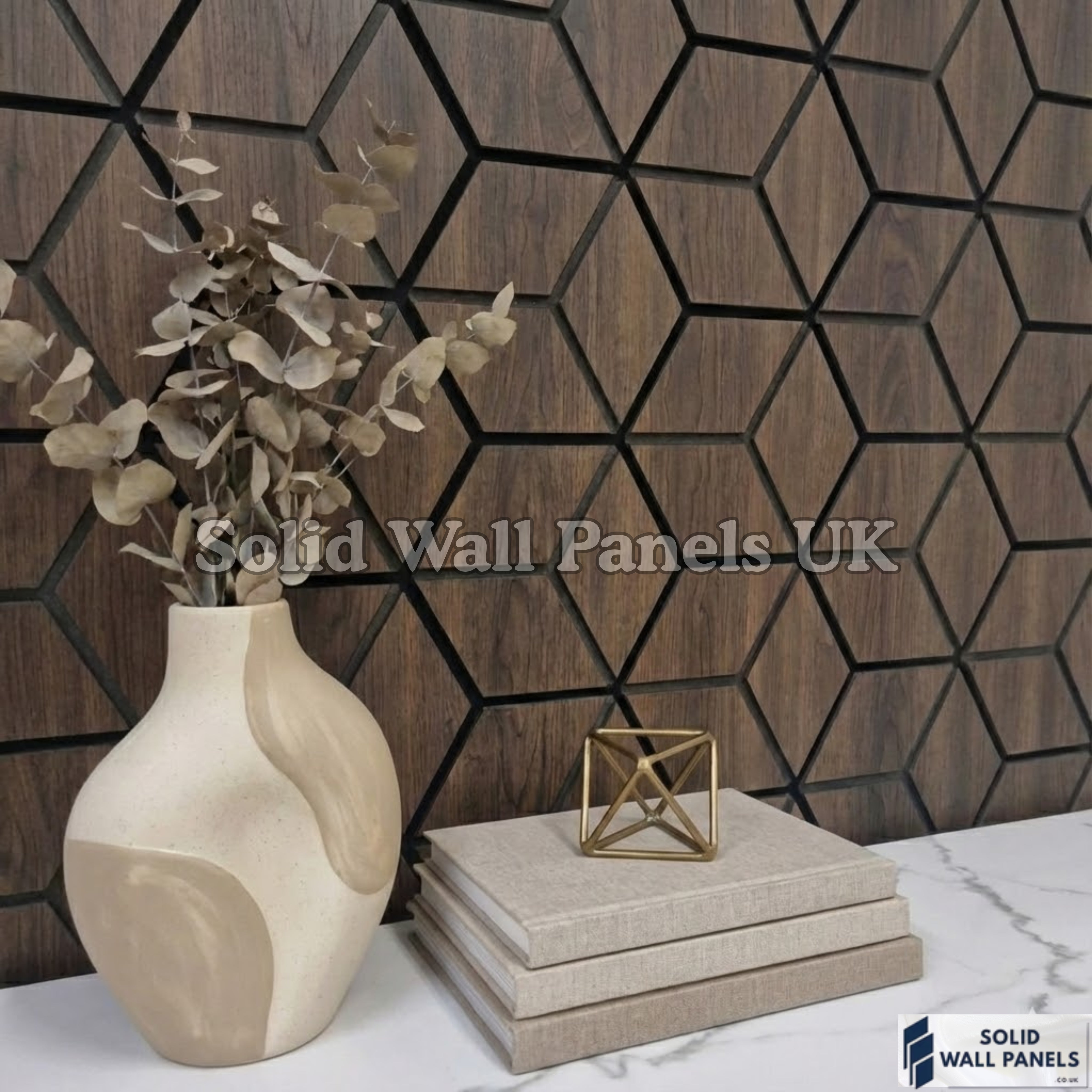 Acoustic Blocks Decorative Wall Panel – Walnut 60×240 cm (Pack of 4) | Premium Geometric Design