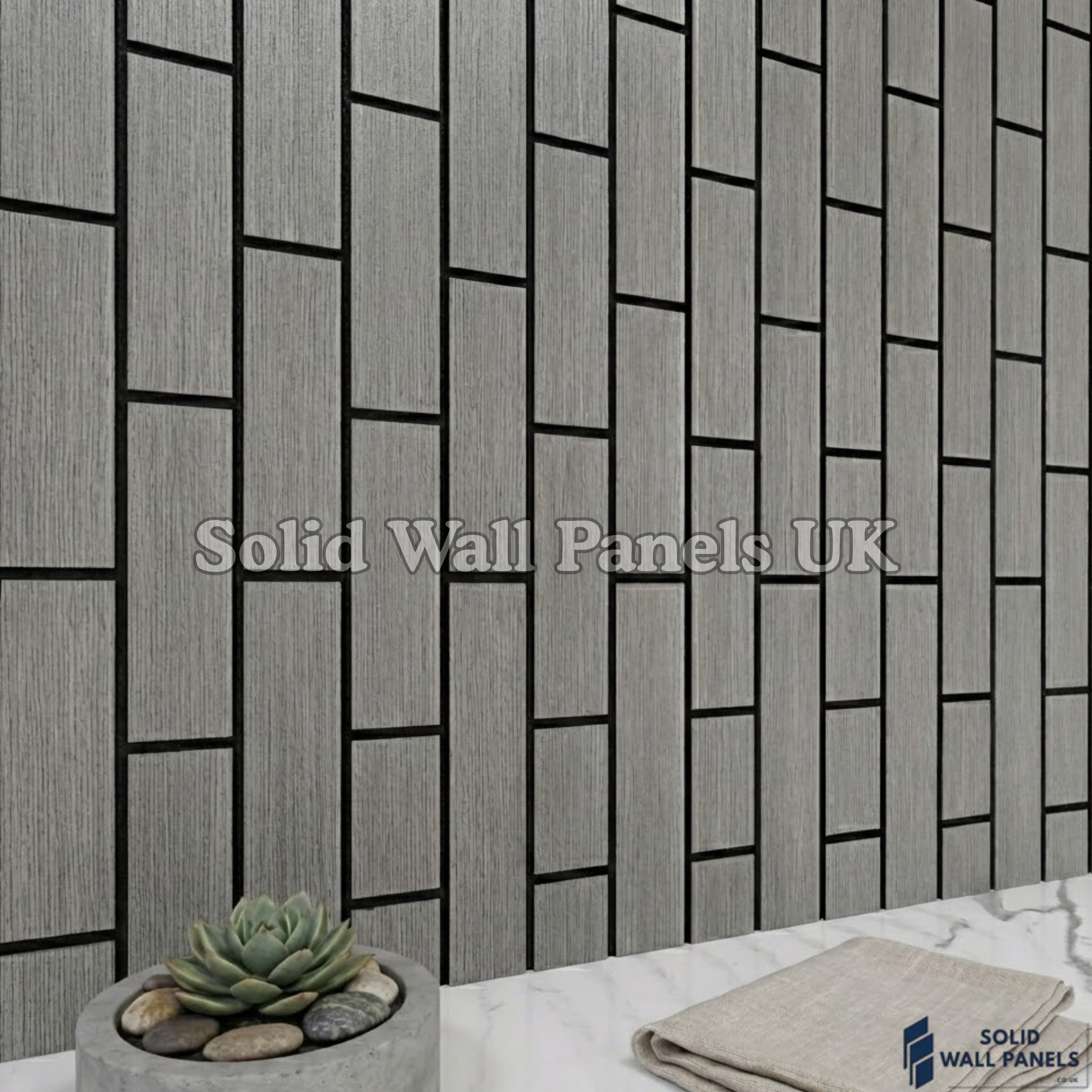 Acoustic Brick Decorative Wall Panel - Light Grey 60×240 cm (4 Pieces) | Premium Design
