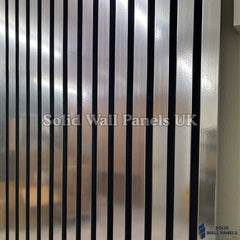 Acoustic Slatted Wall Panel – Chrome Metallic 60×240cm | Stylish, Durable & Soundproof | Solid Wall Panels UK