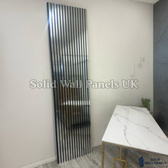 Acoustic Slatted Wall Panel – Chrome Metallic 60×240cm | Stylish, Durable & Soundproof | Solid Wall Panels UK