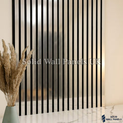 Acoustic Slatted Wall Panel – Chrome Metallic 60×240cm | Stylish, Durable & Soundproof | Solid Wall Panels UK