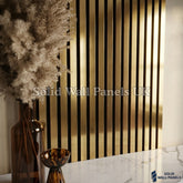 Acoustic Slatted Wall Panel – Metallic Gold 60x240 cm | Stylish, Durable & Soundproof | Solid Wall Panels UK