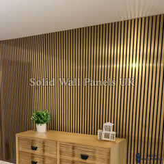 Acoustic Slatted Wall Panel – Metallic Gold 60x240 cm | Stylish, Durable & Soundproof | Solid Wall Panels UK