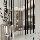 Acoustic Slatted Wall Panel – Shiny Silver Mirror Reflect 60×240cm | Solid Wall Panels UK