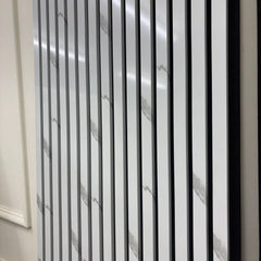 Acoustic Slatted Wall Panel – White Marble Stylish, Durable & Soundproof Fast UK Delivery