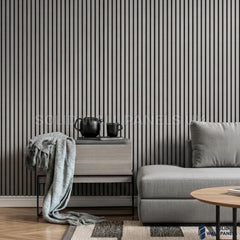 Acoustic Slatted Wall Panels Grey 280×60cm UK | Large Wooden Wall Panels