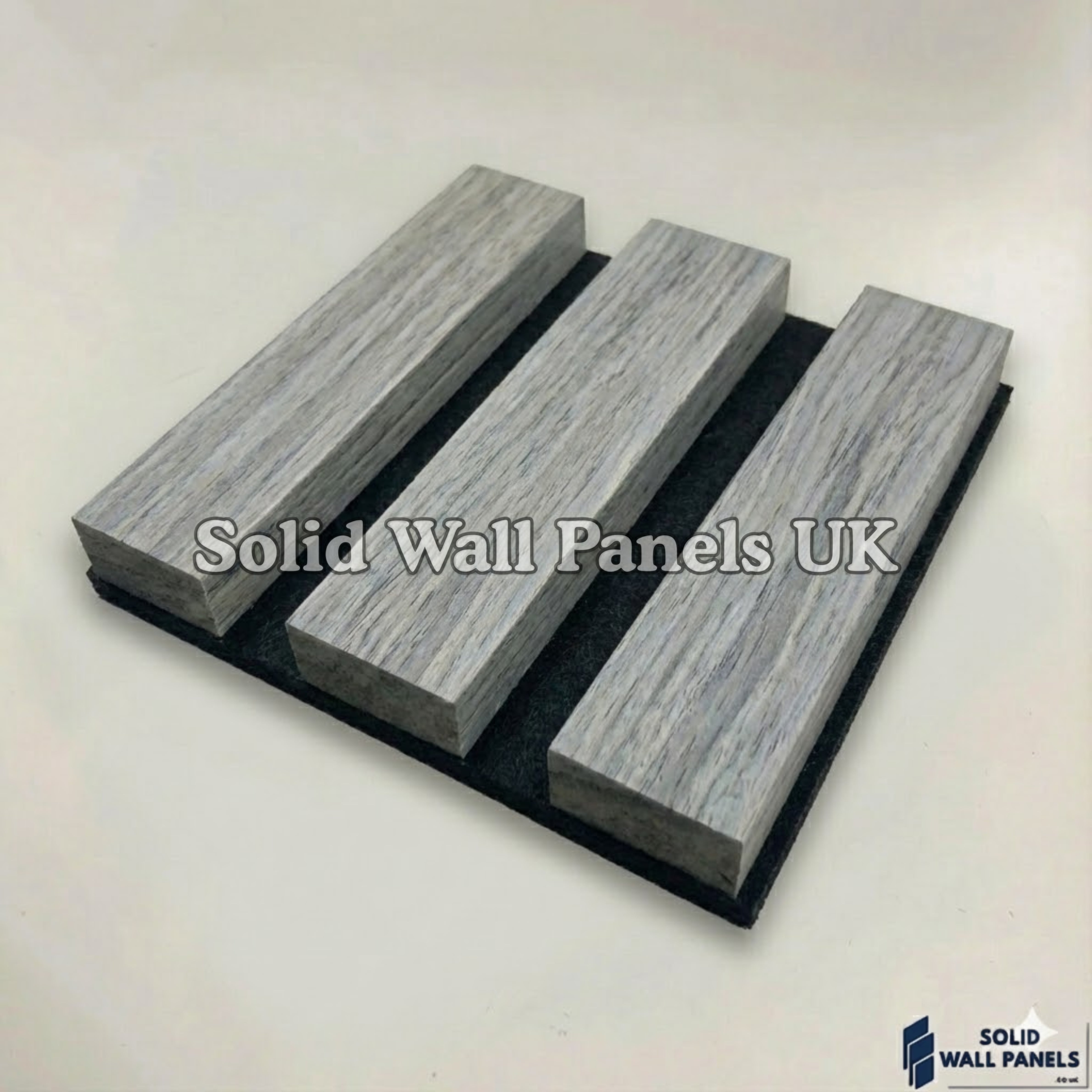 Acoustic Slatted Wall Panels – Light Grey (60×240 cm) | Solid Wall Panels UK