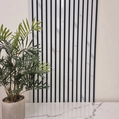 Acoustic Slatted Wall Panel – White Marble | Stylish, Durable & Soundproof | Fast UK Delivery