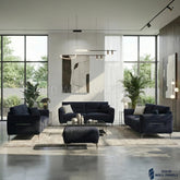 Albany Complete Sofa Set – 4+3+2 Seater with Footstool | Black Lux Bouclé Fabric