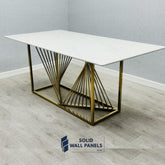Amelia White Ceramic Dining Table | 180cm | Silver & Gold Frame