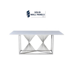 Amelia White Ceramic Dining Table | 180cm | Silver & Gold Frame