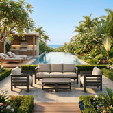Andros 5 Seater Aluminium Garden Lounge Set – Luxury Outdoor Sofa Set with Sintered Stone Coffee Table