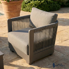 Ares 5-Seater Luxury Lounge Set – Onyx Aluminium Garden Sofa Set with Pebble Grey Cushions