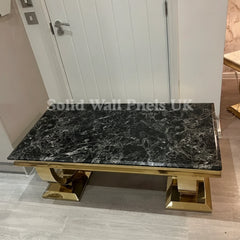 Arianna Gold Coffee Table with Black Marble Top – Luxury Modern Centrepiece