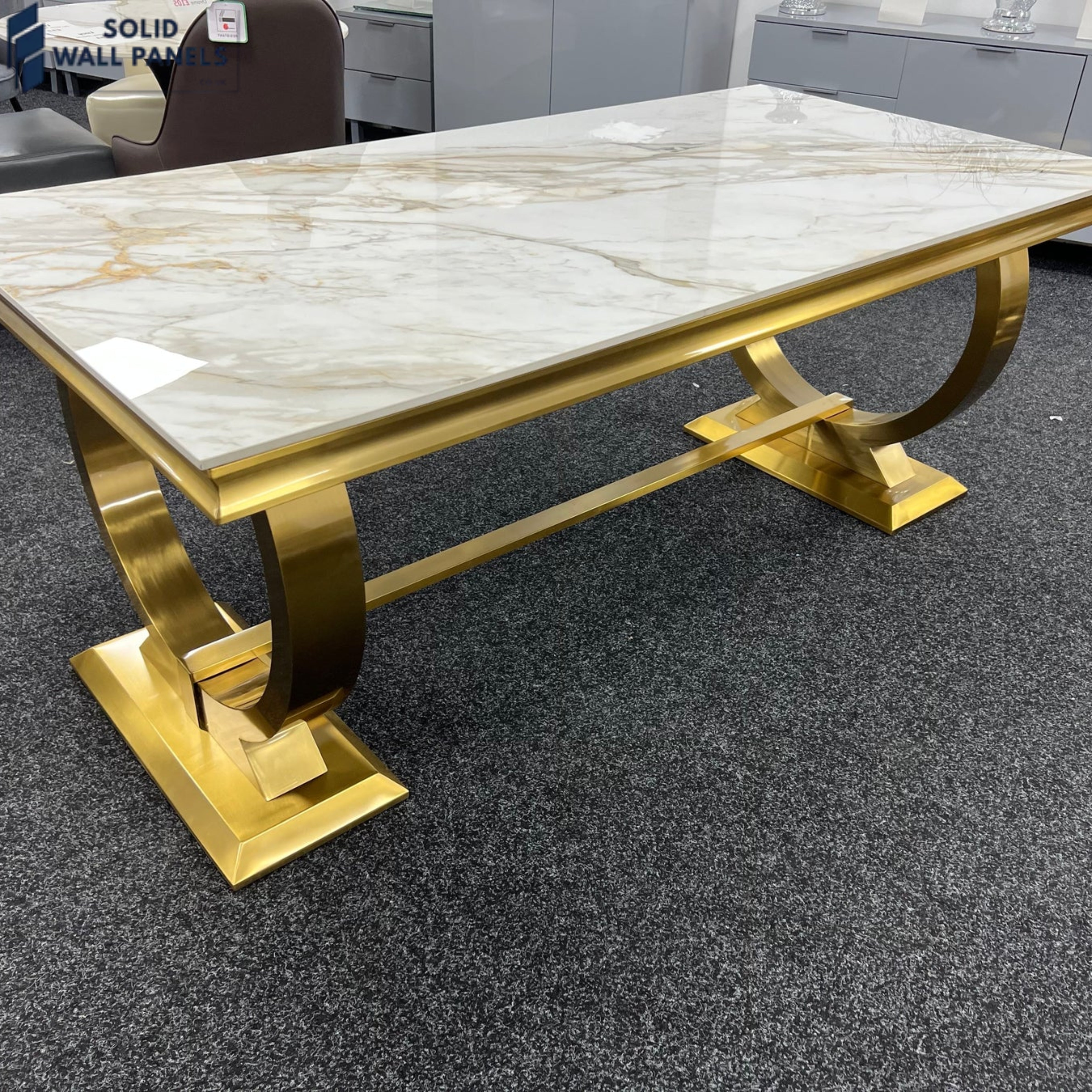 Arianna Kata Gold & White Marble Coffee Table – Luxury Circular Base | Modern Glam