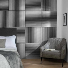 Square Acoustic Wood Wall Panels - Ash Grey 60cm x 60cm (4 Pieces) | Fast UK Delivery