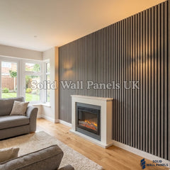 Ash Grey Wood Effect WPC Slatted Wall Panels – Waterproof Indoor & Outdoor Cladding | Solid Wall Panels