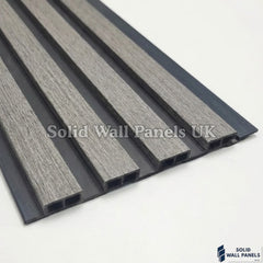 Ash Grey Wood Effect WPC Slatted Wall Panels – Waterproof Indoor & Outdoor Cladding | Solid Wall Panels
