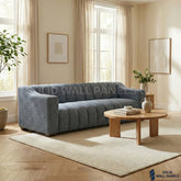 Astoria 3 Seater Sofa – Iron Bouclé Fabric | Deep Channel Stitched Design