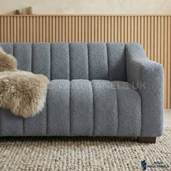 Astoria 3 Seater Sofa – Iron Bouclé Fabric | Deep Channel Stitched Design