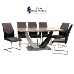 Atlantis Dining Set | 160cm Table + 6 Milan Chairs | Solid Wall Panels