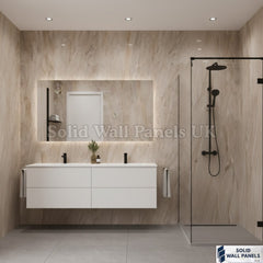 Bathroom & Kitchen PVC Wall Panels – Cream Marble (240×60cm) | Premium Waterproof Panels