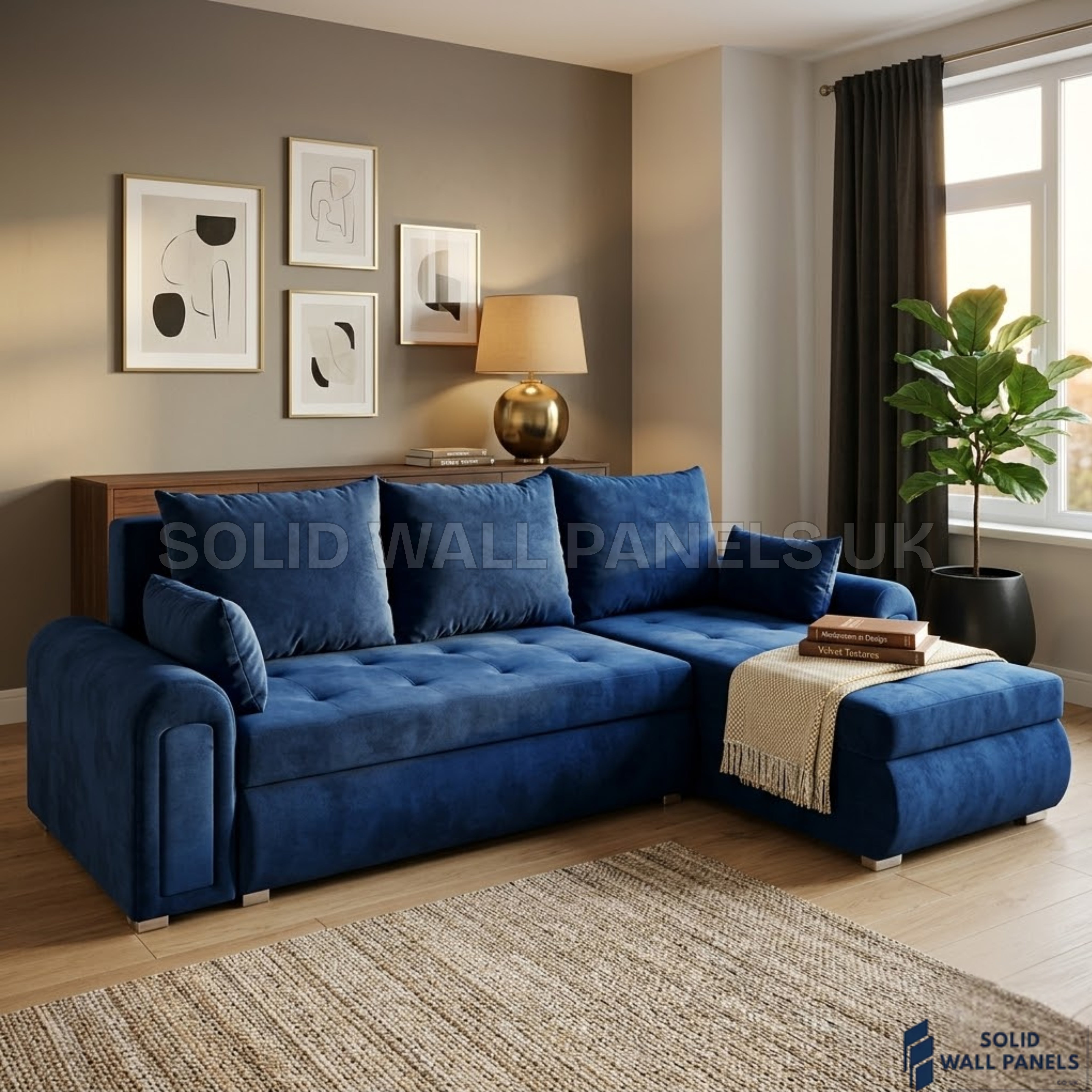 Berlin Blue Corner Sofa Bed with Storage – Universal L Shape Sofa Bed UK