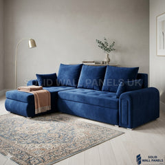 Berlin Blue Corner Sofa Bed with Storage – Universal L Shape Sofa Bed UK