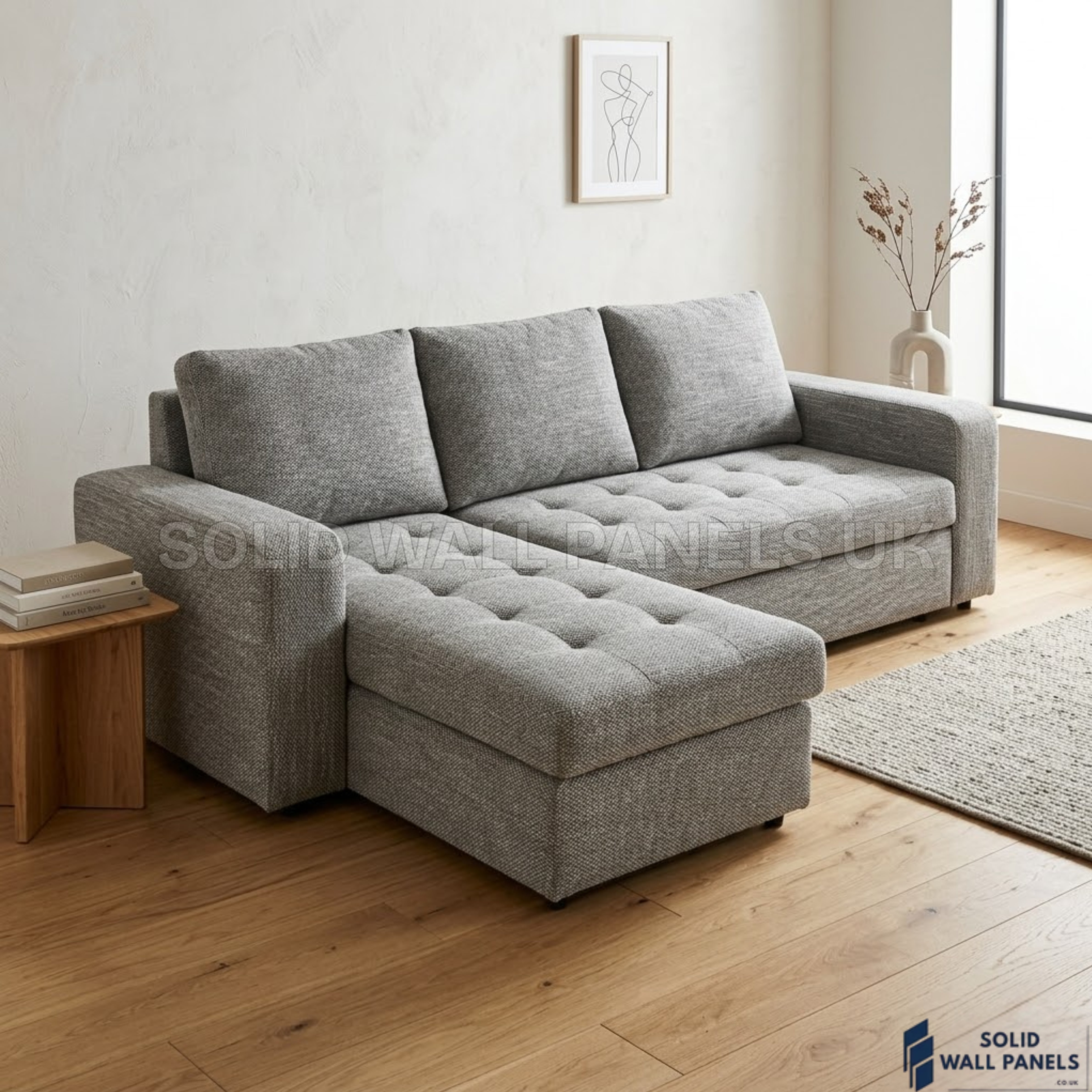 Berlin Grey Corner Sofa Bed with Storage – Universal L Shape Sofa Bed UK