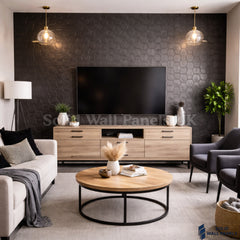 Black Mini Hexagon Mosaic Wall Tiles 30cm x 30cm (10 Pieces) – Self Adhesive Peel & Stick Tiles