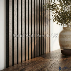 Brushed Metallic Bronze Acoustic Slatted Wall Panel – 240×60 cm | Solid Wall Panels UK