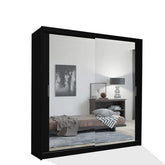 Chicago Black Wardrobe with Sliding & Mirror Doors - Fast UK Delivery