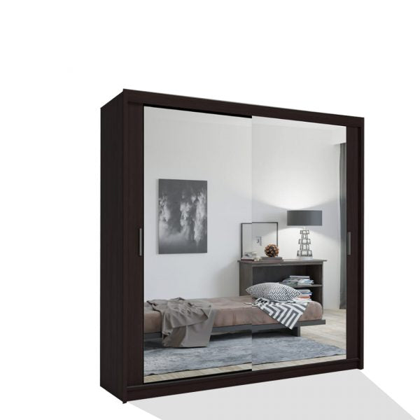 Chicago Wenge Wardrobe with Sliding & Mirror Doors - Fast UK Delivery
