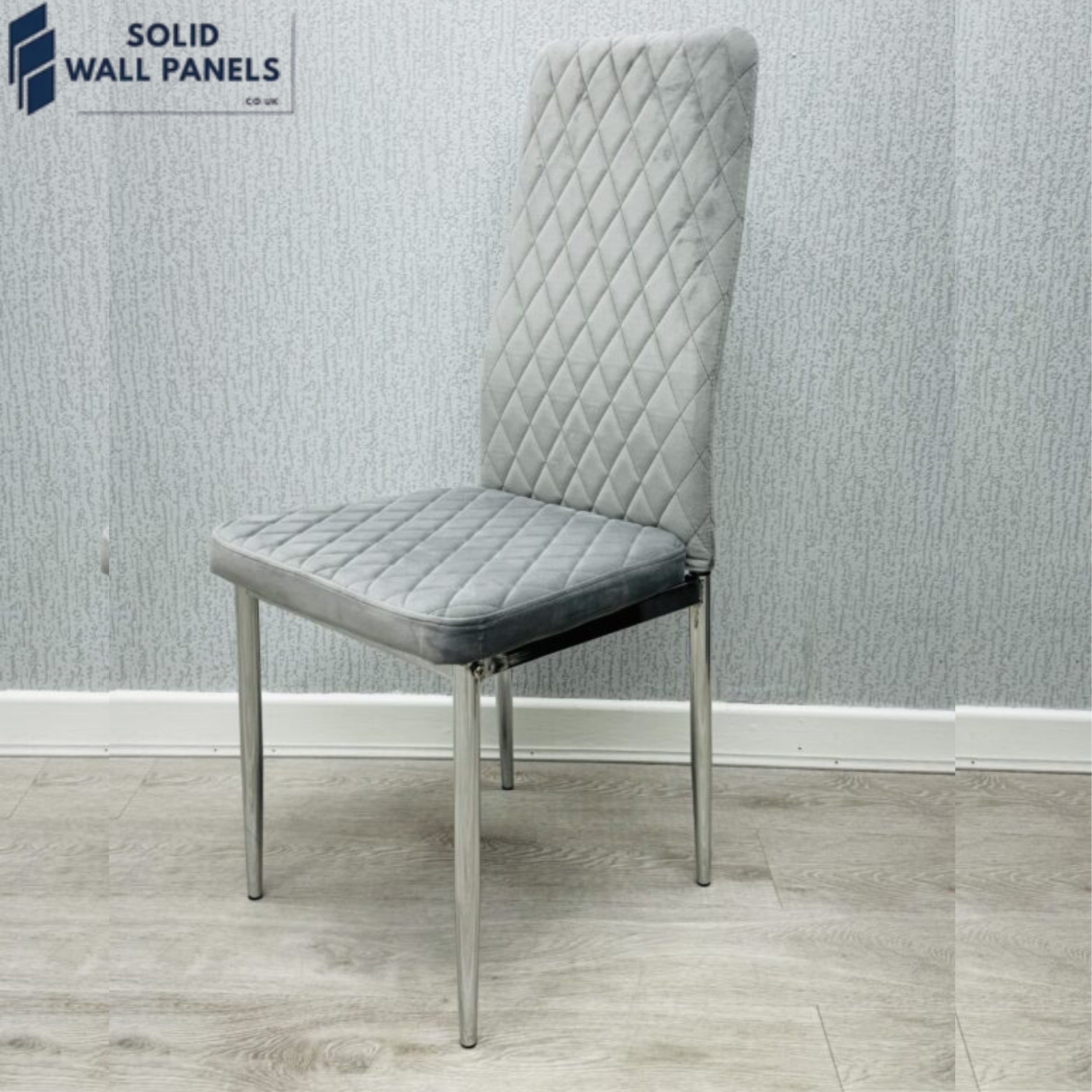 California Light Grey Velvet Dining Chairs | Quilted High-Back