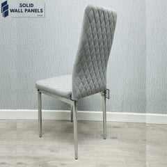 California Light Grey Velvet Dining Chairs | Quilted High-Back