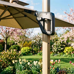 Camber 3m Square Cantilever Parasol with Solar LED Lights – Khaki Beige Garden Umbrella