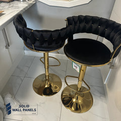 Camelia Breakfast Bar Stool – Premium Velvet with Gold Frame | Luxury Modern Set of 2