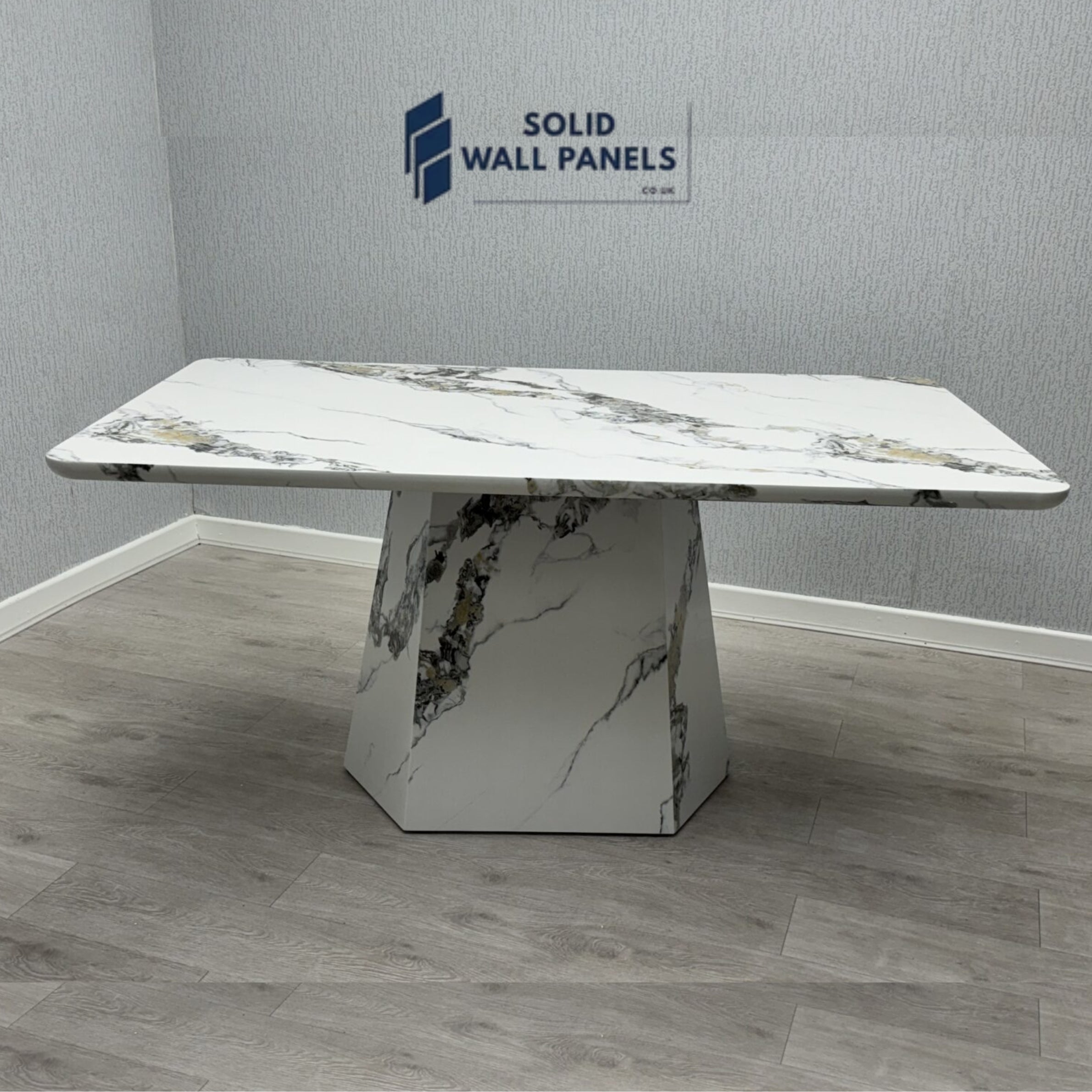 Capri Marble Effect Dining Table 160cm | Grey & White | Solid Wall Panels