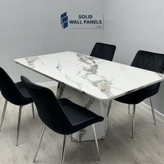 Capri Marble Effect Dining Table 160cm | Grey & White | Solid Wall Panels