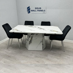 Capri Marble Effect Dining Table 160cm | Grey & White | Solid Wall Panels