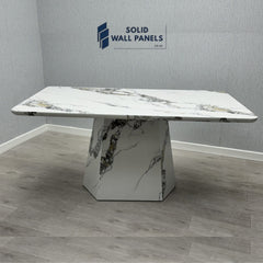 Capri Marble Effect Dining Table 160cm | Grey & White | Solid Wall Panels